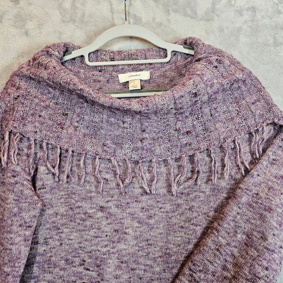 Colette Marled Knit Fringe Cowl Womens XL Purple Sweater Career career Preppy - Picture 2 of 10